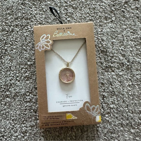 Bella Uno Bellissima Gold & Pink Quartz Pink Shaker Necklace - Picture 1 of 5